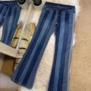 Lei Jeans With Trendy Stripped Patchwork Pattern